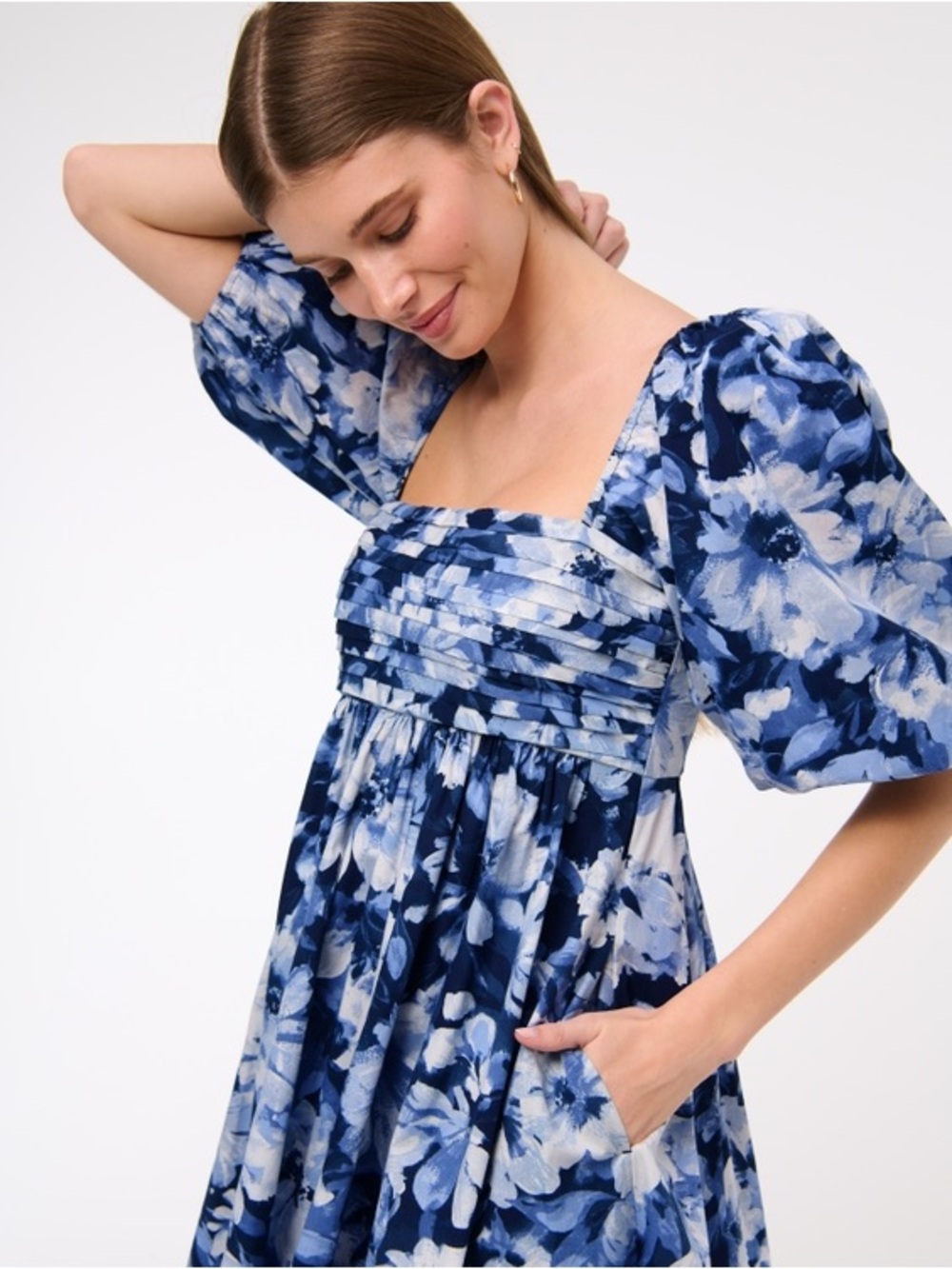 Abercrombie & Fitch The A&F Emerson Poplin Puff Sleeve Mini Dress Size Small - Picture 2 of 10